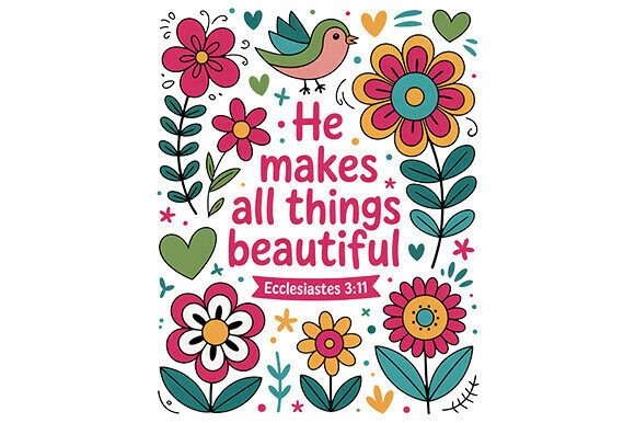 Boho Floral Christian Png for T-Shirt Designs
