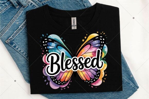 Christian Blessed Butterfly PNG for T-Shirt Designs
