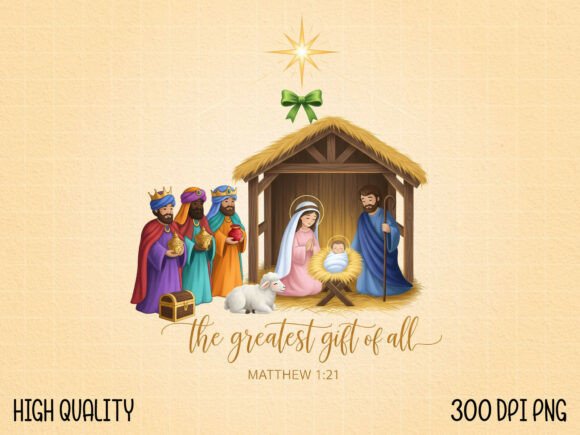 Christian Christmas Manger with Wise Men T-Shirt Designs