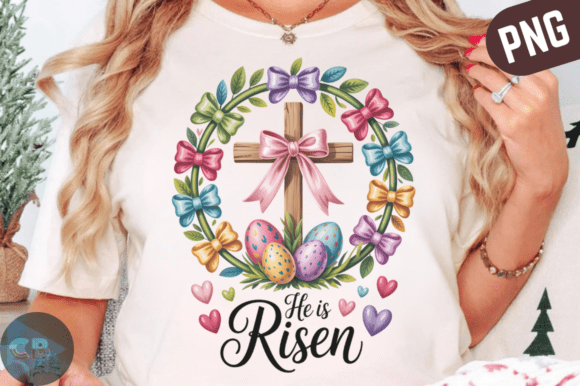 He is Risen Easter Christian PNG Cross T-Shirt Designs